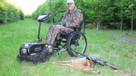 Hjælpemotor til kørestol der kan bruges til jagt